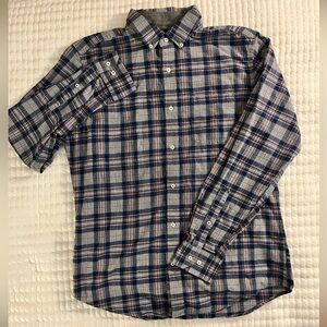 Men's Blue & Gray Plaid Slim Fit Flannel Shirt